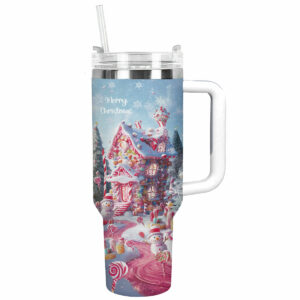 Christmas Candy House Custom Stanley Quencher 40oz Stainless Steel Tumbler With Handle - Threewoofs