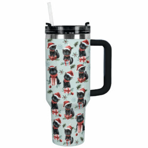 Christmas Cat Cheer Custom Stanley Quencher 40oz Stainless Steel Tumbler With Handle - Threewoofs