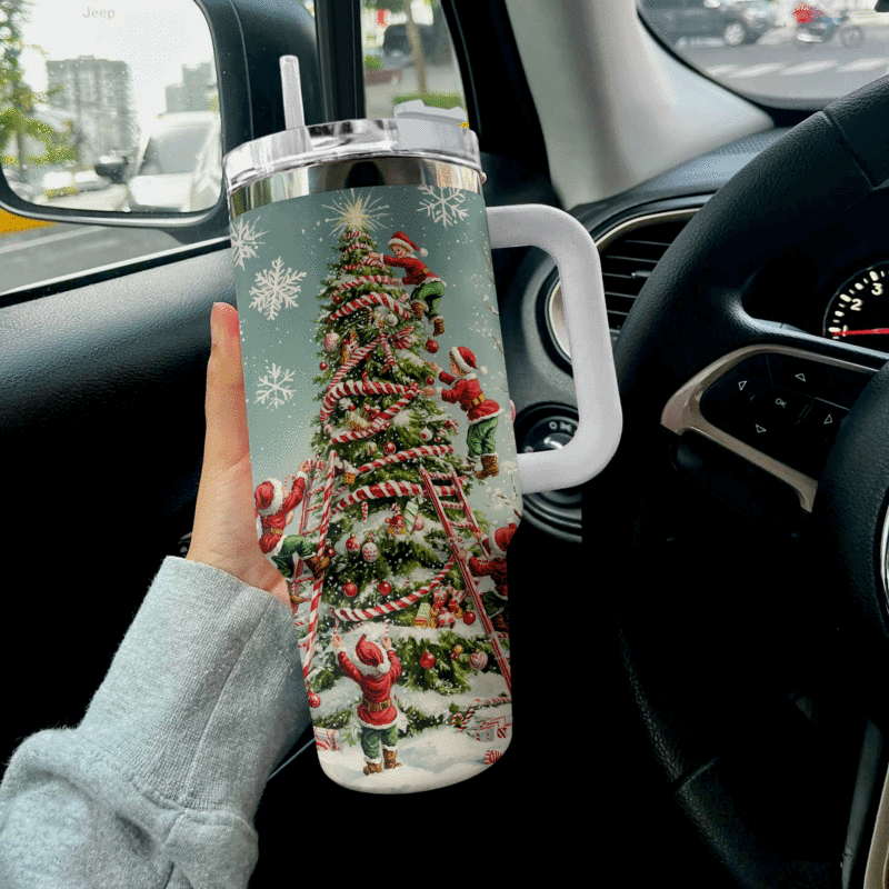 Christmas Cheer Elf Custom Stanley Quencher 40oz Stainless Steel Tumbler With Handle - Threewoofs - Image 2