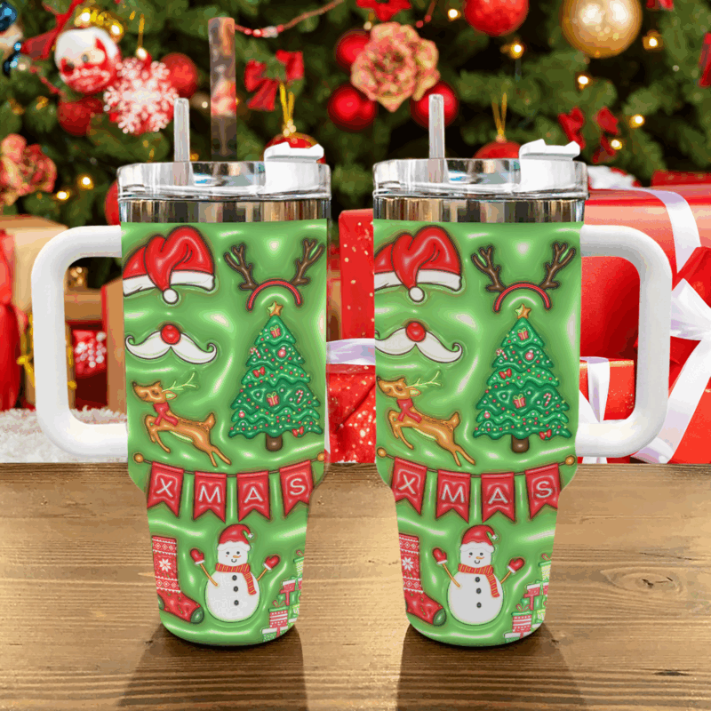 Christmas Custom Stanley Quencher 40oz Stainless Steel Tumbler With Handle - Threewoofs - Image 2