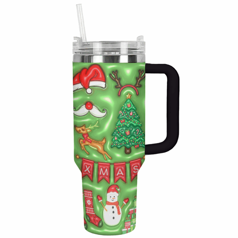 Christmas Custom Stanley Quencher 40oz Stainless Steel Tumbler With Handle - Threewoofs