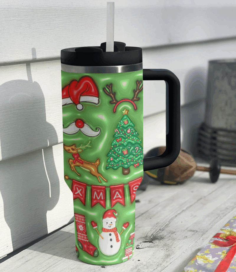 Christmas Custom Stanley Quencher 40oz Stainless Steel Tumbler With Handle - Threewoofs - Image 3