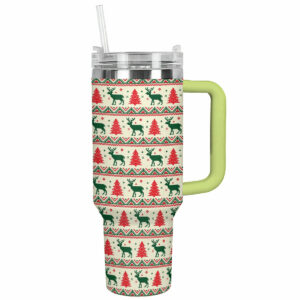Christmas Festive Reindeer Custom Stanley Quencher 40oz Stainless Steel Tumbler With Handle - Threewoofs