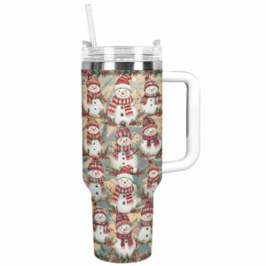 Christmas Frosty Snowman Friends Custom Stanley Quencher 40oz Stainless Steel Tumbler With Handle - Threewoofs
