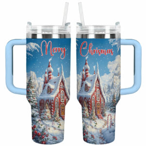 Christmas Gingerbread Wonderland Custom Stanley Quencher 40oz Stainless Steel Tumbler With Handle - Threewoofs