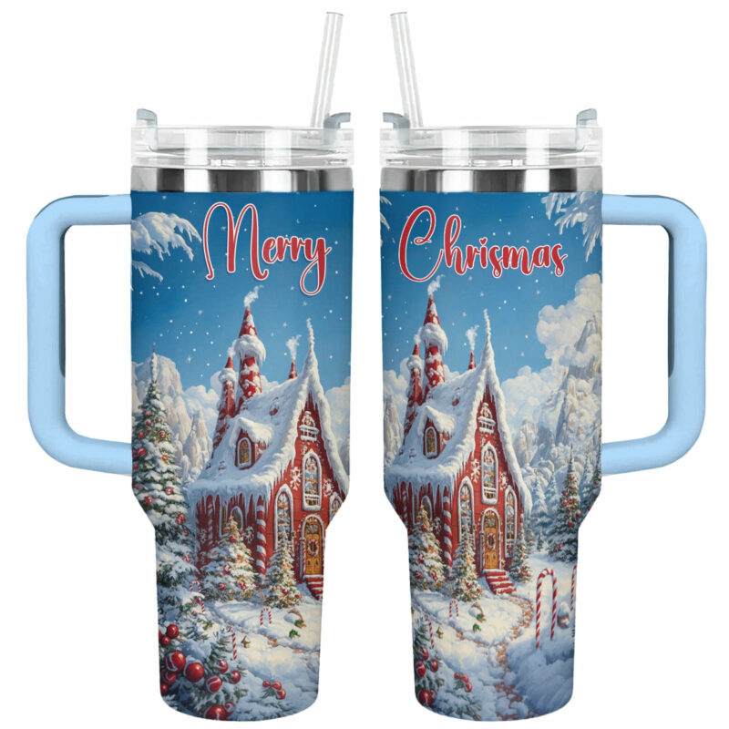 Christmas Gingerbread Wonderland Custom Stanley Quencher 40oz Stainless Steel Tumbler With Handle - Threewoofs