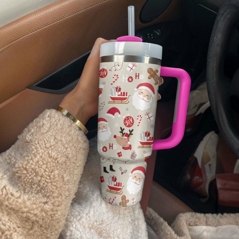Christmas Joy Custom Stanley Quencher 40oz Stainless Steel Tumbler With Handle - Threewoofs - Image 3