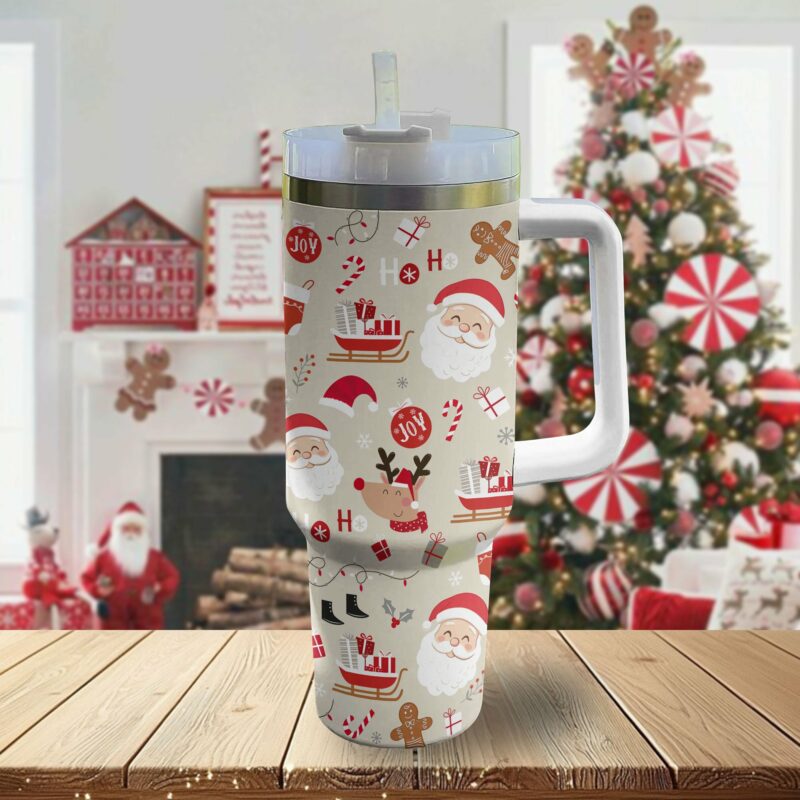 Christmas Joy Custom Stanley Quencher 40oz Stainless Steel Tumbler With Handle - Threewoofs - Image 2