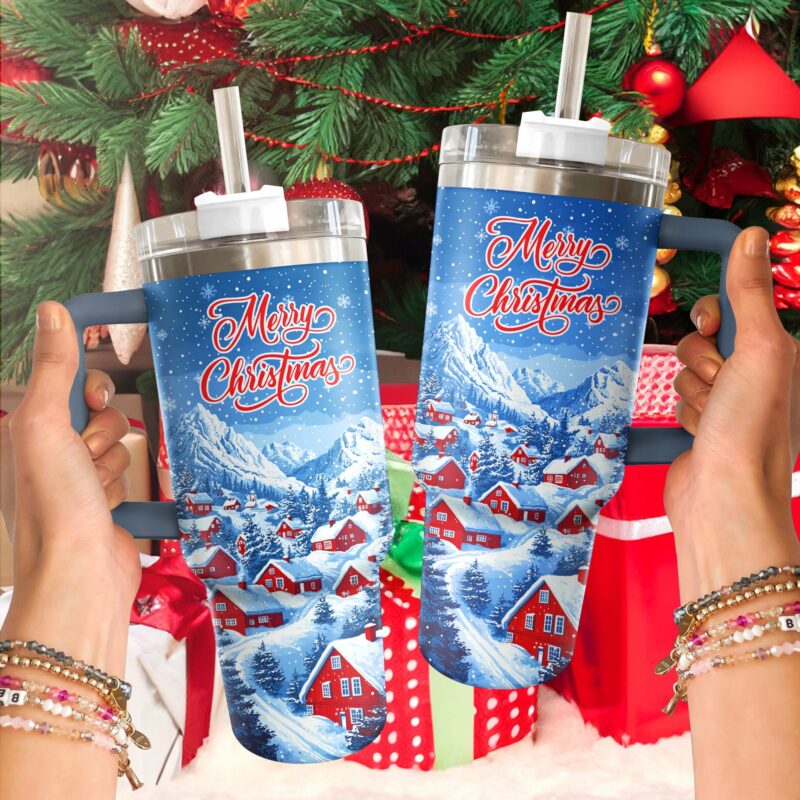 Christmas Land Custom Stanley Quencher 40oz Stainless Steel Tumbler With Handle - Threewoofs - Image 2