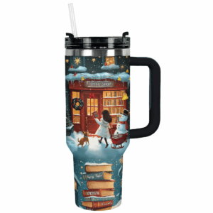 Christmas Little Bookworm Custom Stanley Quencher 40oz Stainless Steel Tumbler With Handle - Threewoofs