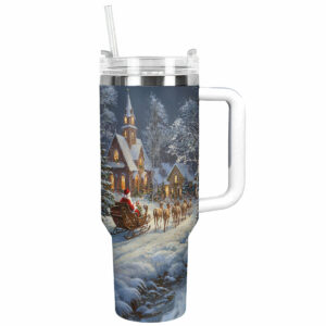 Christmas Night Custom Stanley Quencher 40oz Stainless Steel Tumbler With Handle - Threewoofs
