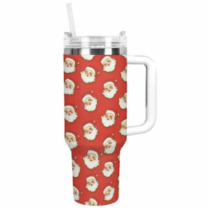 Christmas Retro Santa Custom Stanley Quencher 40oz Stainless Steel Tumbler With Handle - Threewoofs