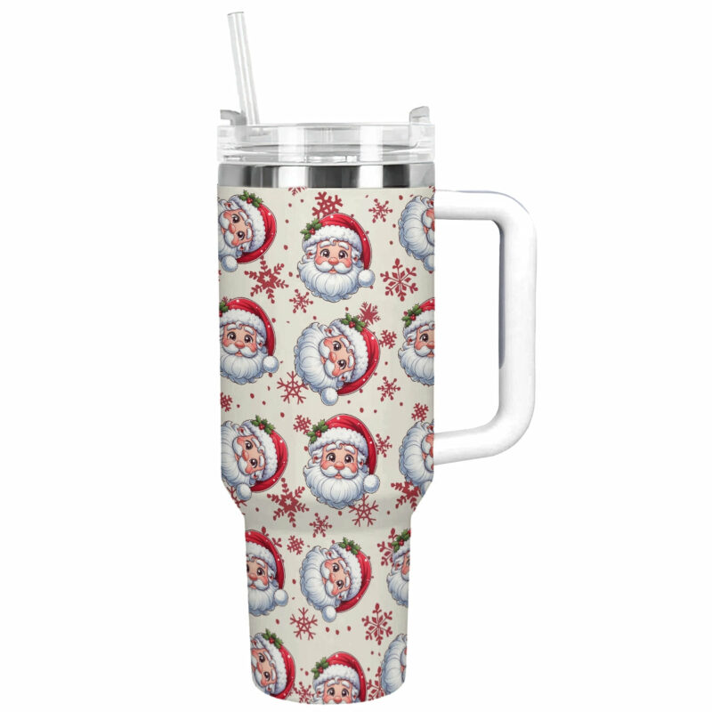Christmas Santa Claus Custom Stanley Quencher 40oz Stainless Steel Tumbler With Handle - Threewoofs