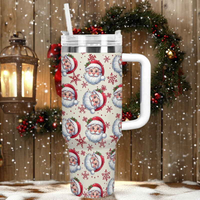 Christmas Santa Claus Custom Stanley Quencher 40oz Stainless Steel Tumbler With Handle - Threewoofs - Image 2