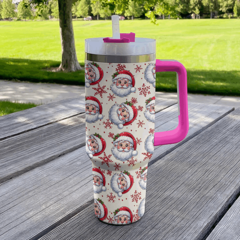Christmas Santa Claus Custom Stanley Quencher 40oz Stainless Steel Tumbler With Handle - Threewoofs - Image 3