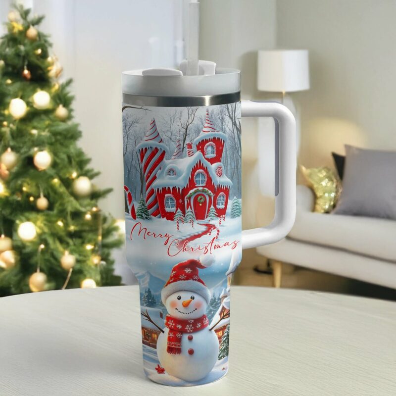 Christmas Snowman‚Äôs Sweet Retreat Custom Stanley Quencher 40oz Stainless Steel Tumbler With Handle - Threewoofs - Image 3