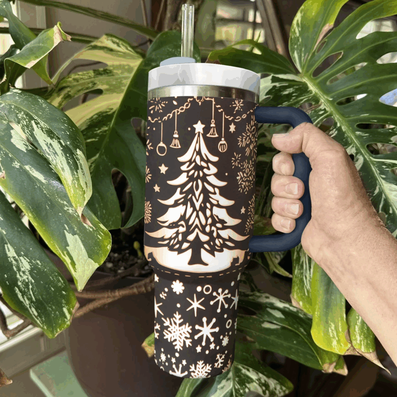 Christmas Tree Custom Stanley Quencher 40oz Stainless Steel Tumbler With Handle - Threewoofs - Image 4