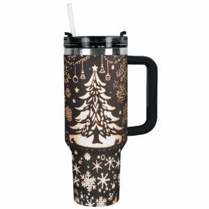 Christmas Tree Custom Stanley Quencher 40oz Stainless Steel Tumbler With Handle - Threewoofs