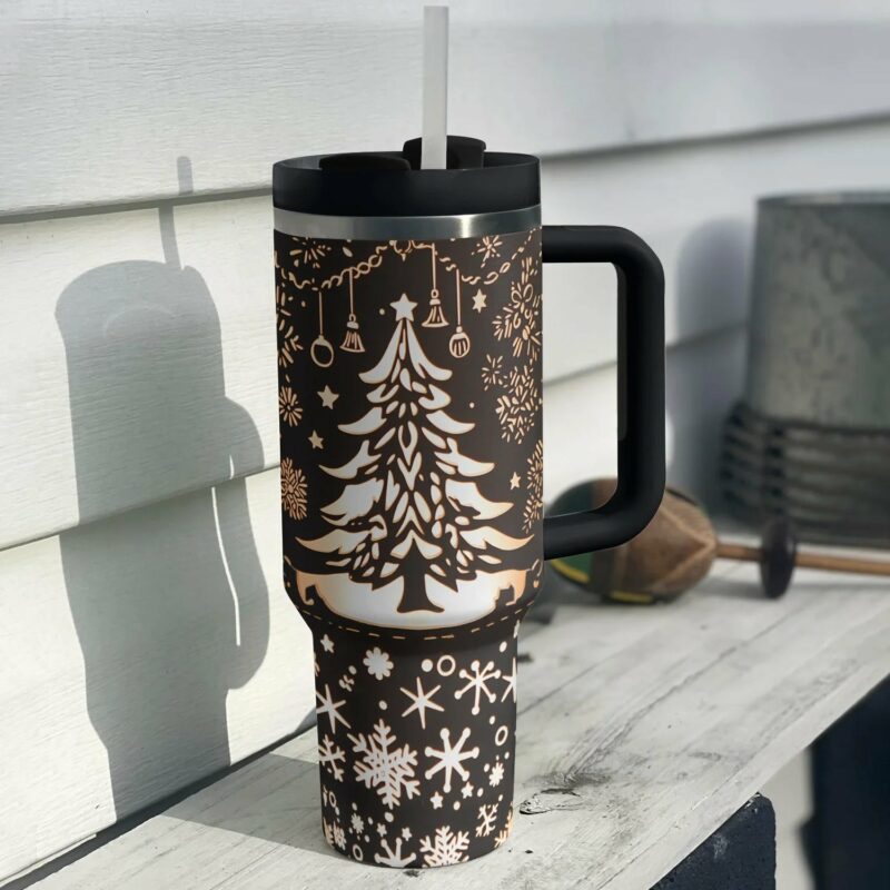 Christmas Tree Custom Stanley Quencher 40oz Stainless Steel Tumbler With Handle - Threewoofs - Image 2
