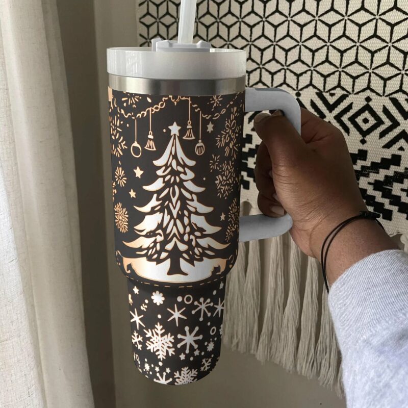 Christmas Tree Custom Stanley Quencher 40oz Stainless Steel Tumbler With Handle - Threewoofs - Image 3