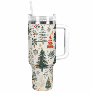 Christmas Tree Forest Custom Stanley Quencher 40oz Stainless Steel Tumbler With Handle - Threewoofs