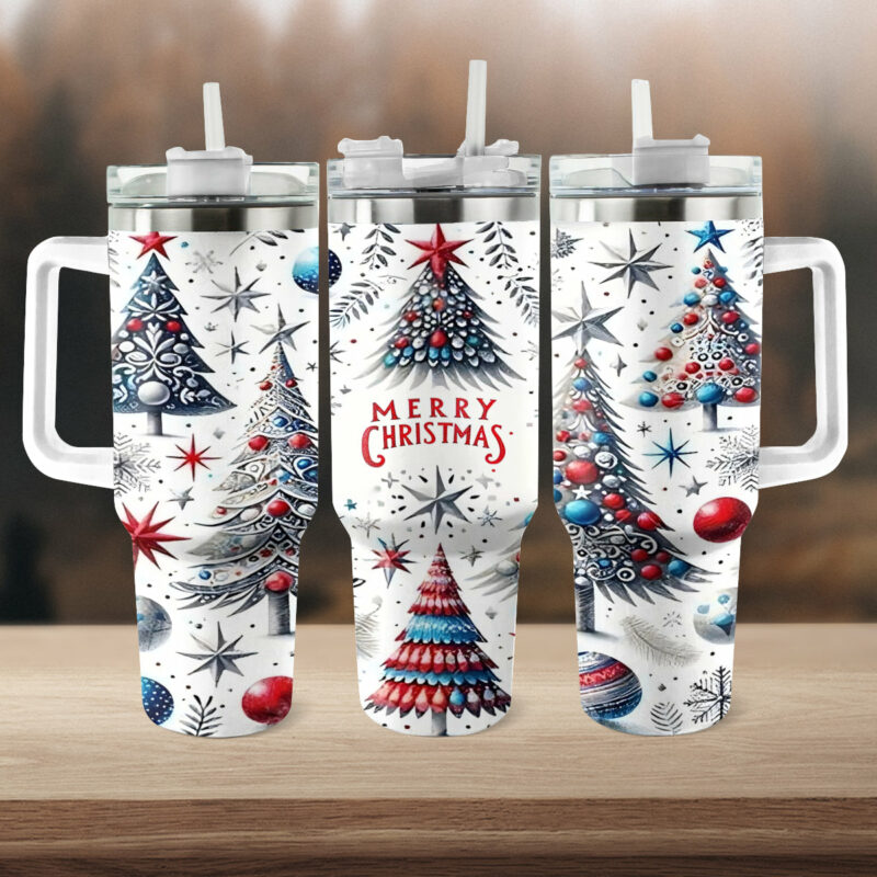 Christmas Tree Magic Custom Stanley Quencher 40oz Stainless Steel Tumbler With Handle - Threewoofs - Image 3