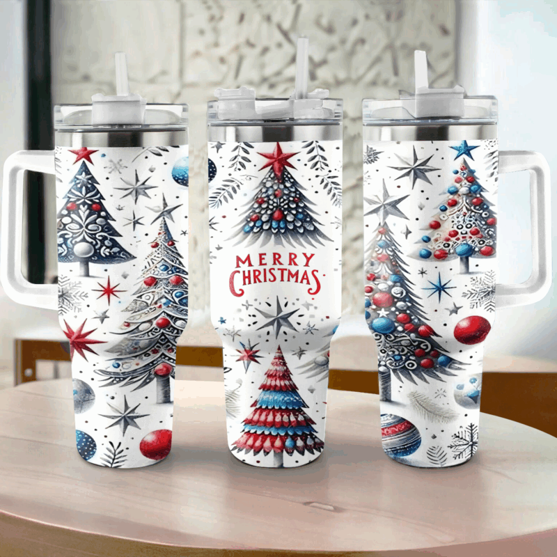 Christmas Tree Magic Custom Stanley Quencher 40oz Stainless Steel Tumbler With Handle - Threewoofs - Image 2