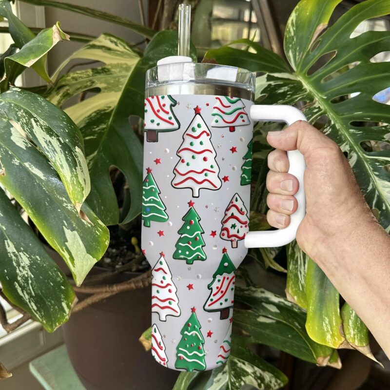 Christmas Tree Sparkle Custom Stanley Quencher 40oz Stainless Steel Tumbler With Handle - Threewoofs - Image 2