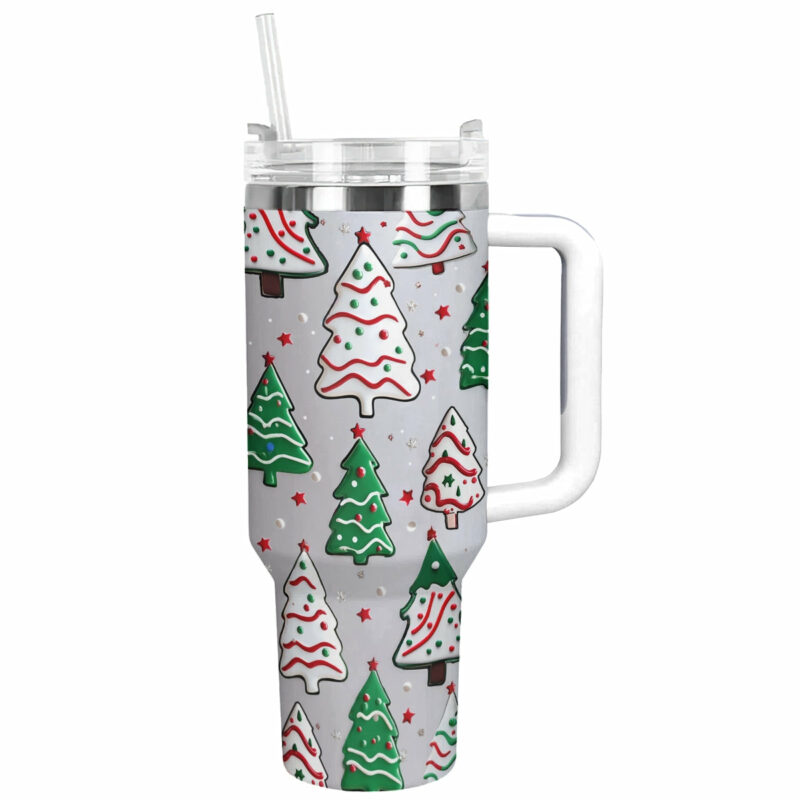 Christmas Tree Sparkle Custom Stanley Quencher 40oz Stainless Steel Tumbler With Handle - Threewoofs
