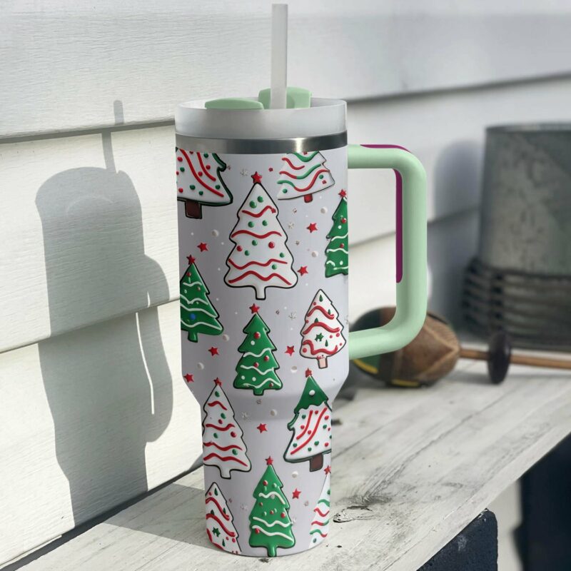 Christmas Tree Sparkle Custom Stanley Quencher 40oz Stainless Steel Tumbler With Handle - Threewoofs - Image 3