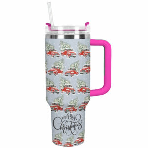 Christmas Truck Custom Stanley Quencher 40oz Stainless Steel Tumbler With Handle - Threewoofs
