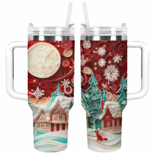 Christmas Village Custom Stanley Quencher 40oz Stainless Steel Tumbler With Handle - Threewoofs