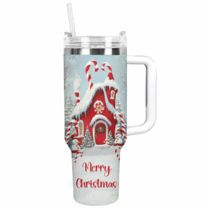 Christmas Whimsical House Custom Stanley Quencher 40oz Stainless Steel Tumbler With Handle - Threewoofs