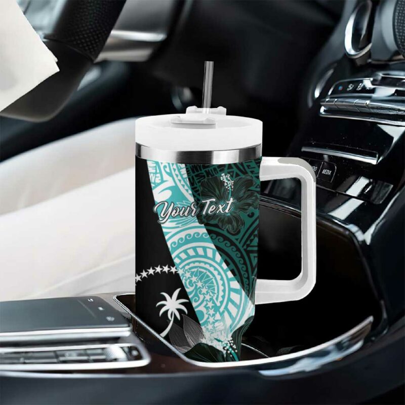Chuuk Constitution Day Hibiscus Turquoise Custom Stanley Quencher 40oz Stainless Steel Tumbler With Handle - Threewoofs - Image 8