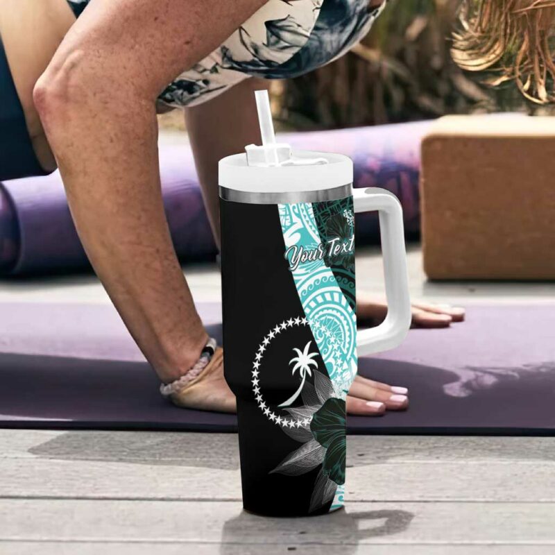 Chuuk Constitution Day Hibiscus Turquoise Custom Stanley Quencher 40oz Stainless Steel Tumbler With Handle - Threewoofs - Image 6