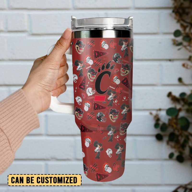 Cincinnati Bearcats NCAA Sports Custom Stanley Quencher 40oz Stainless Steel Tumbler With Handle - Threewoofs - Image 3