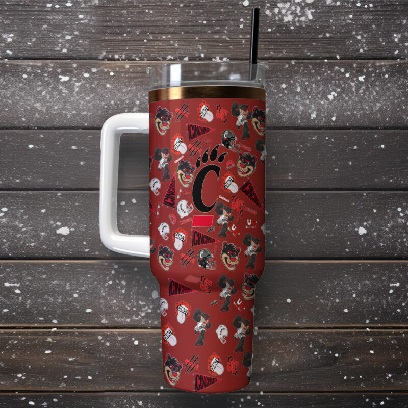 Cincinnati Bearcats NCAA Sports Custom Stanley Quencher 40oz Stainless Steel Tumbler With Handle - Threewoofs - Image 2