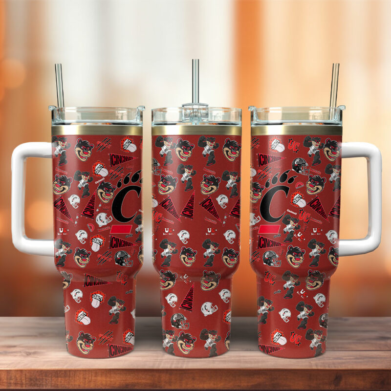 Cincinnati Bearcats NCAA Sports Custom Stanley Quencher 40oz Stainless Steel Tumbler With Handle - Threewoofs