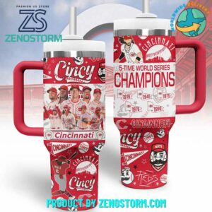 Cincinnati Reds MLB Custom Stanley Quencher 40oz Stainless Steel Tumbler With Handle - Threewoofs