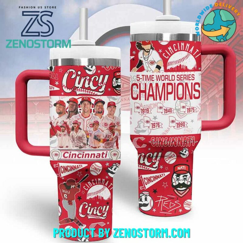 Cincinnati Reds MLB Custom Stanley Quencher 40oz Stainless Steel Tumbler With Handle - Threewoofs