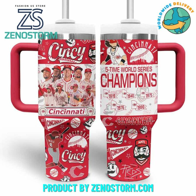 Cincinnati Reds MLB Custom Stanley Quencher 40oz Stainless Steel Tumbler With Handle - Threewoofs - Image 2