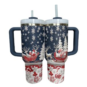 Classical Christmas Custom Stanley Quencher 40oz Stainless Steel Tumbler With Handle - Threewoofs