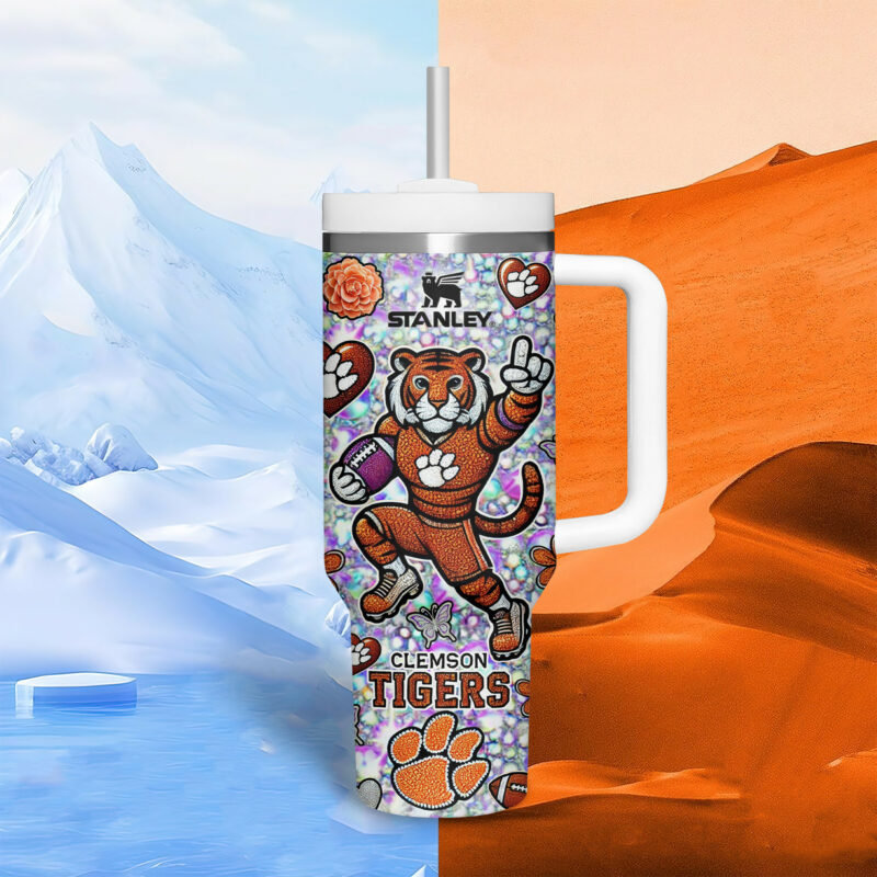 Clemson Tigers NCAA Sports Custom Stanley Quencher 40oz Stainless Steel Tumbler With Handle - Threewoofs - Image 2
