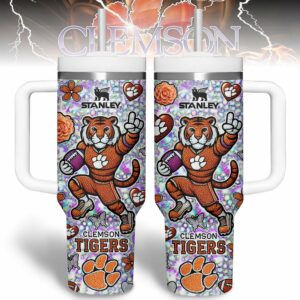 Clemson Tigers NCAA Sports Custom Stanley Quencher 40oz Stainless Steel Tumbler With Handle - Threewoofs