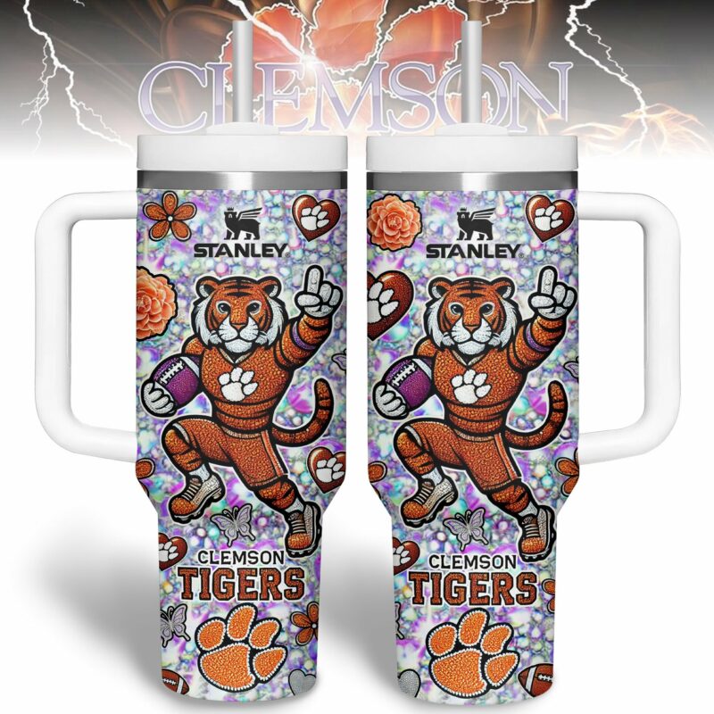 Clemson Tigers NCAA Sports Custom Stanley Quencher 40oz Stainless Steel Tumbler With Handle - Threewoofs