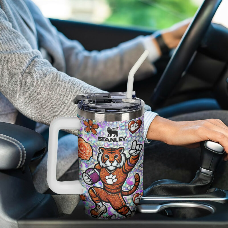 Clemson Tigers NCAA Sports Custom Stanley Quencher 40oz Stainless Steel Tumbler With Handle - Threewoofs - Image 5