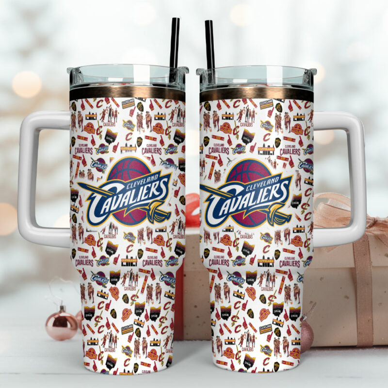 Cleveland Cavaliers NBA Custom Stanley Quencher 40oz Stainless Steel Tumbler With Handle - Threewoofs - Image 4