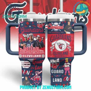 Cleveland Guardians MLB Custom Stanley Quencher 40oz Stainless Steel Tumbler With Handle - Threewoofs