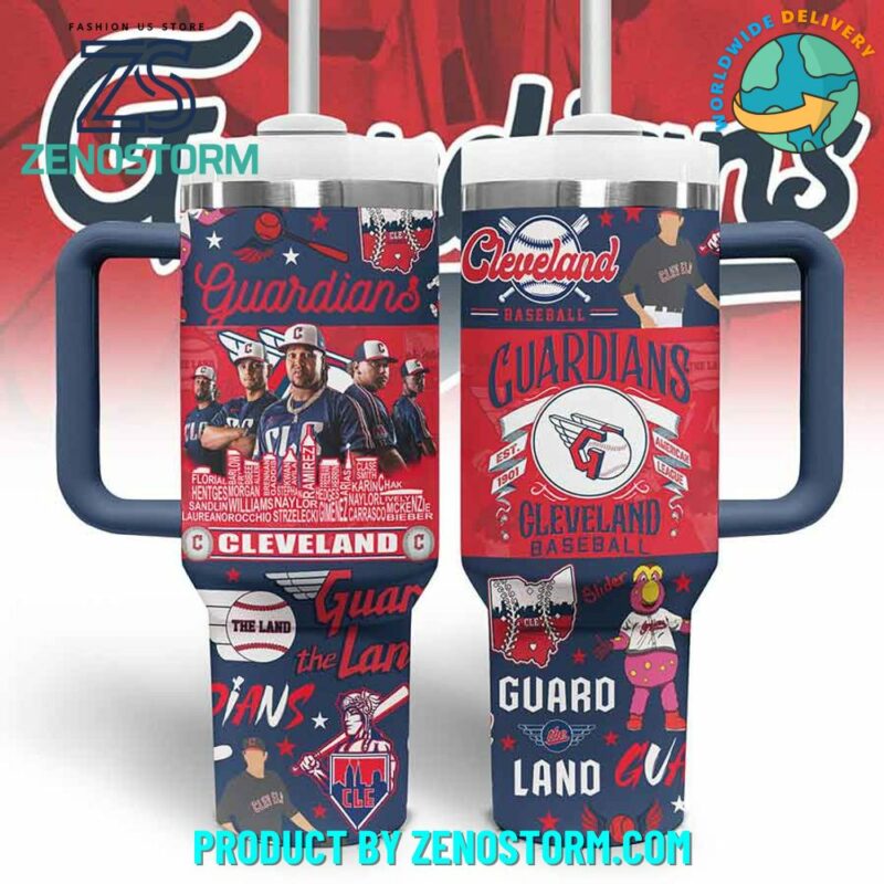 Cleveland Guardians MLB Custom Stanley Quencher 40oz Stainless Steel Tumbler With Handle - Threewoofs