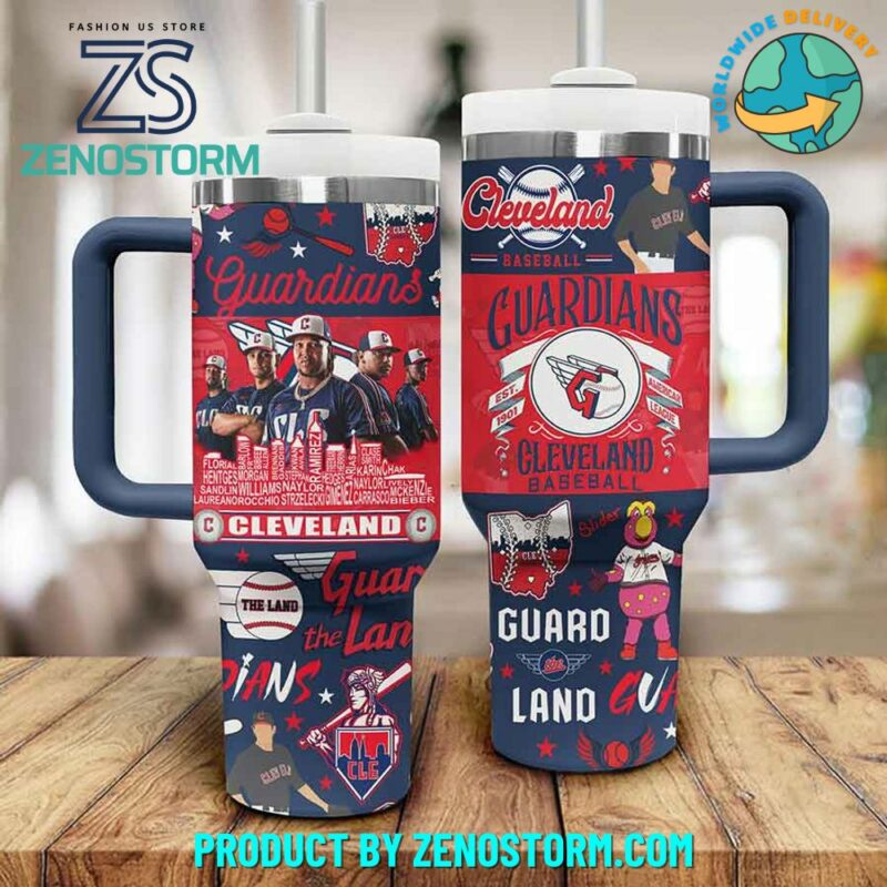 Cleveland Guardians MLB Custom Stanley Quencher 40oz Stainless Steel Tumbler With Handle - Threewoofs - Image 2
